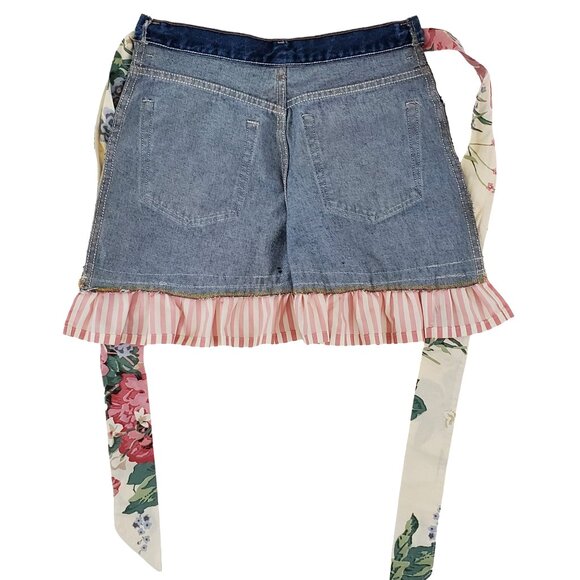 Handmade Cottage Core Denim Apron Women's Small Country Boho Pockets Blue Jean - Picture 4 of 7